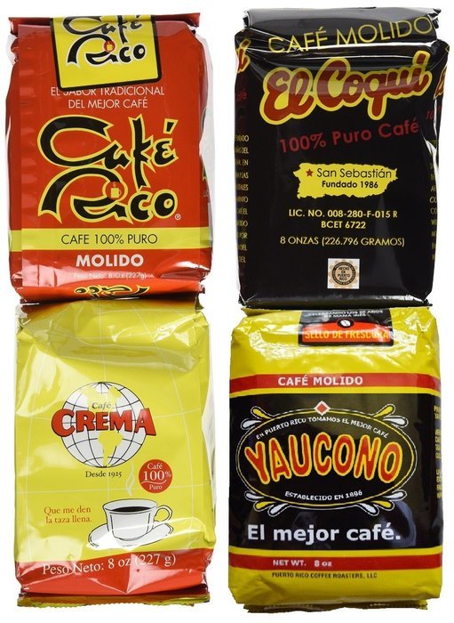 Puerto Rican Variety Pack Ground Coffee - 4 Local Favorites in 8 Ounces Bags (2 lbs Total) N2
