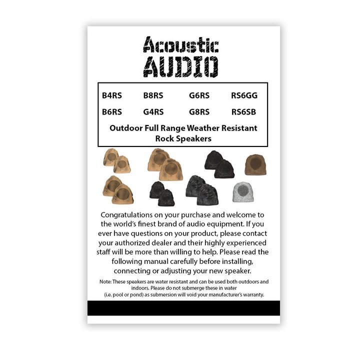 Acoustic Audio G4RS Granite Rock Speakers 5 Pair Pack and Wire Outdoor Weatherproof N2