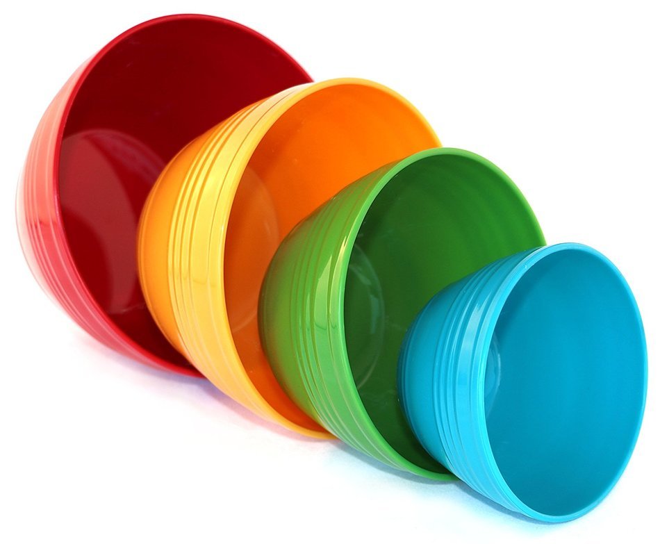 WholeMarket Nested Prep Bowl Set - 4 Small Plastic Mixing Bowls with Lids Included - Food Safe - BPA Free - 1... N3