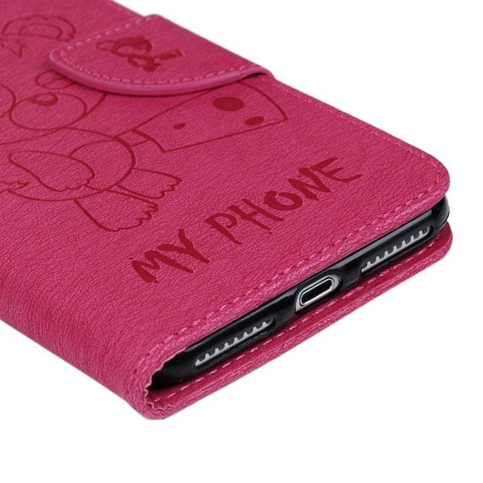 iPhone 7 Plus Case (5.5 inch) - Wallet Flip Stand Case Embossed Cute Bear PU Leather Case Shockproof TPU Inner... N7