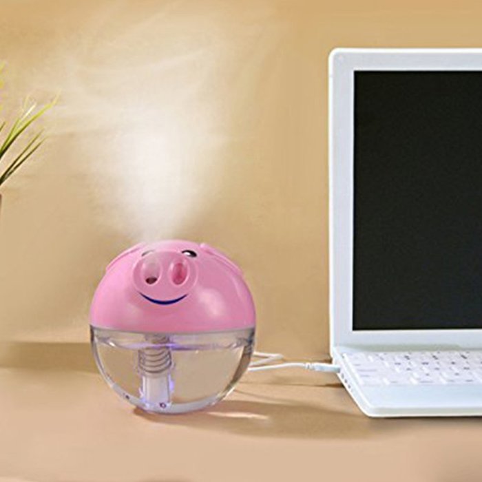 Topbeu Girls Mini Cute Pig Steam Facial Spa USB Air Purifier Humidifier 200ml with Rainbow Colorful Night Light... N10