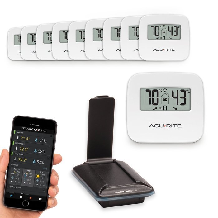 AcuRite 01168M 10-Sensor Indoor Temperature and Humidity Remote Monitoring System N2