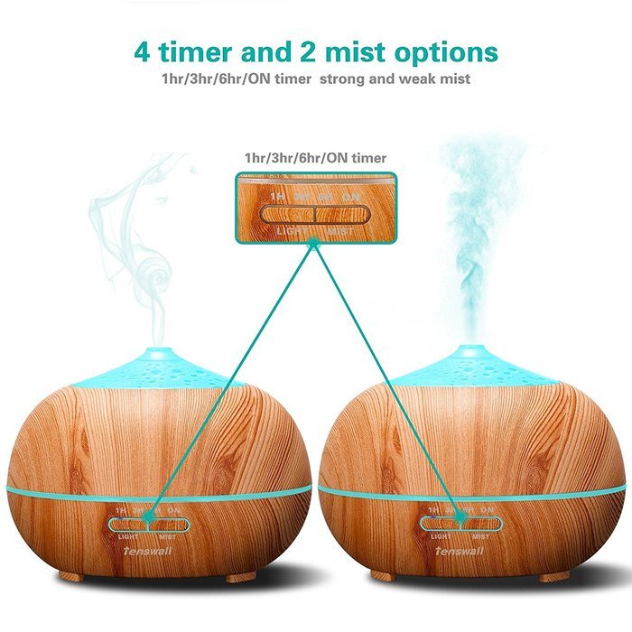 Tenswall 400ml Ultrasonic Aromatherapy Essential Oil Diffuser, Cool Mist Humidifier - Whisper Quiet Operation... N15