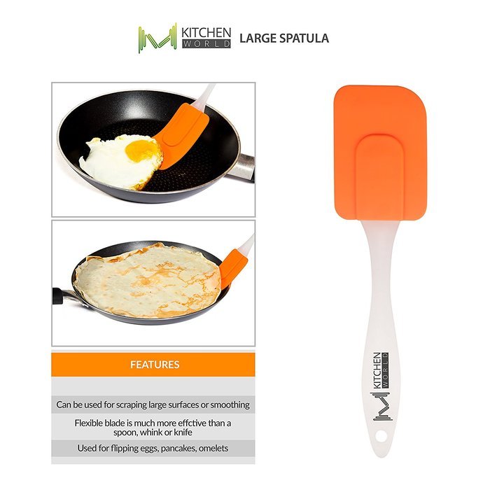 mKitchen Orange Soft Easy Flex Silicone Spatula Set of 3 - Heat Resistant Baking Supplies, Bakeware Set, Kitchen... N12
