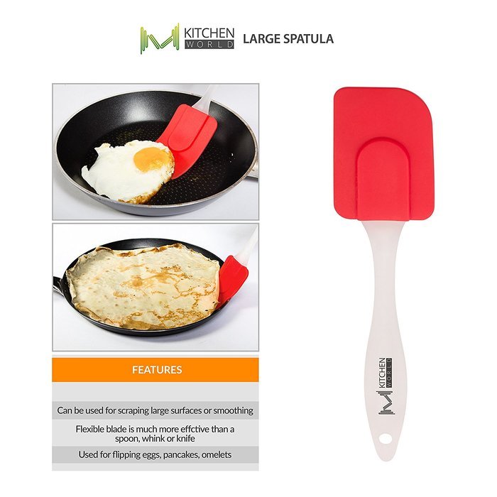 mKitchen Orange Soft Easy Flex Silicone Spatula Set of 3 - Heat Resistant Baking Supplies, Bakeware Set, Kitchen... N14