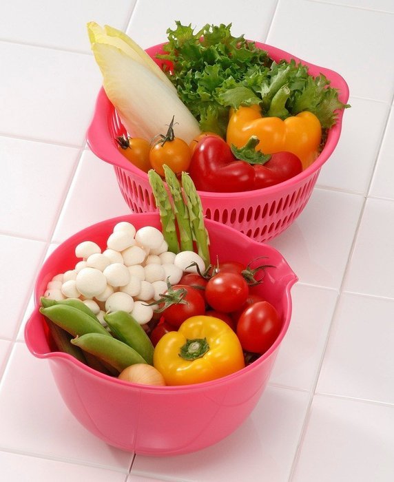 Inomata 6-Piece Coppo Colander and Mixing Bowl Set, 3-Color N7