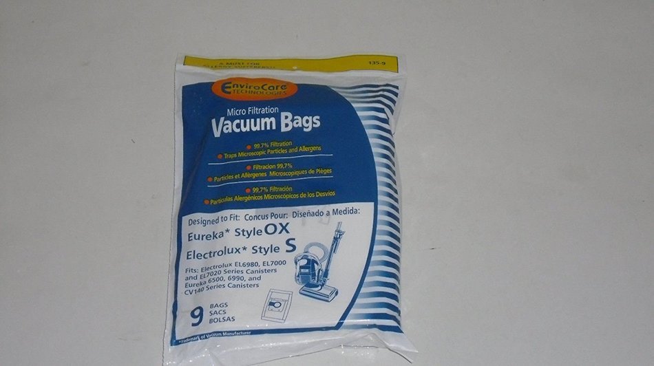 Electrolux Style S & OX Harmony Canister Envirocare 9 Vacuum Bags # 135-9