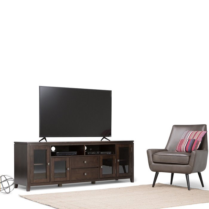 Simpli Home Cosmopolitan Wide TV Media Stand, 72", Coffee Brown N11