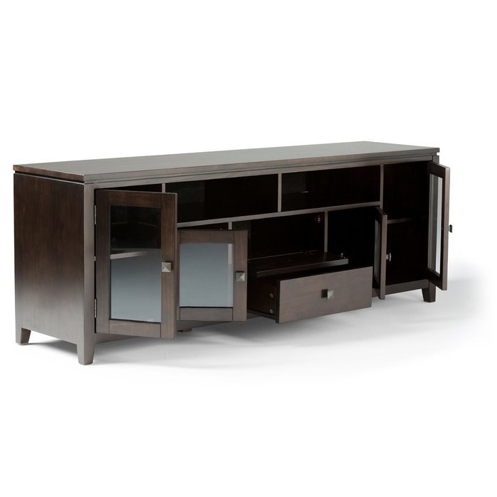 Simpli Home Cosmopolitan Wide TV Media Stand, 72", Coffee Brown N12