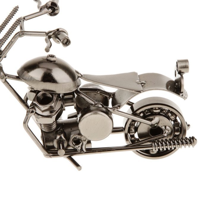 Handmade Wrought Iron Motorcycle Model Bronze Black#3 - Black N2