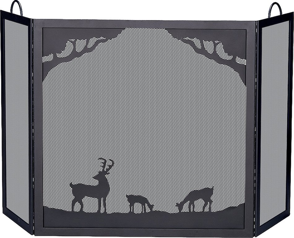 Blue Rhino&reg; Deluxe 3 - Panel Wrought Iron Fireplace Screen, BEAR
