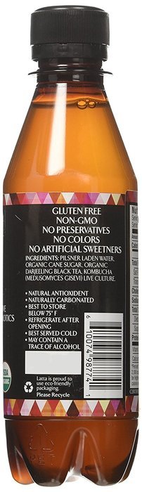 Latta Kombucha Green Tea Lemon Balm, Raw and Organic, only 2 gm of sugar, Promotes Healthy Weight Loss, Packed... N16