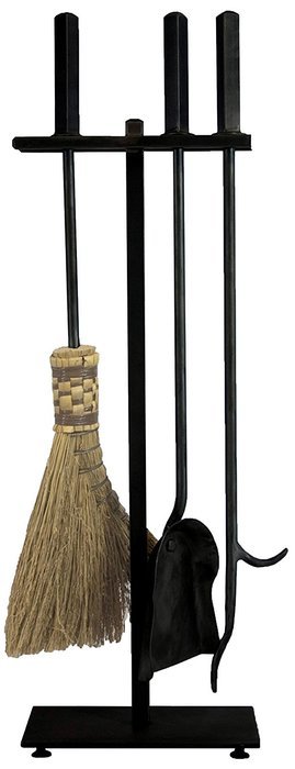 Ironhaus Hand Forged Fireplace Tool Set in Black Finish, Contemporary Design, 7" L x 24" H x 10" W, Black
