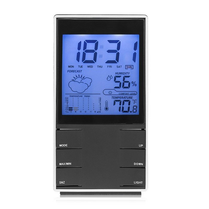 Sungwoo Indoor Digital Thermometer and Hygrometer LCD Weather Station with Alarm Clock Function - Hanging & Desktop...