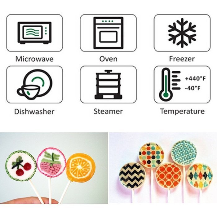 Carlie 2Pcs/Pack 12-Capacity Silicone Lollypop Mold With 40Pcs/Pack Sucker Sticks