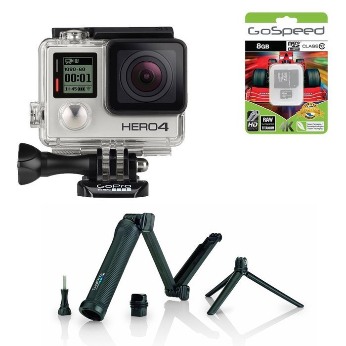 GoPro Hero4 Hero 4 12MP Full HD 4K 30fps 1080p 120fps Built-In Wi-Fi Waterproof Wearable Camera Black Adventure... N13