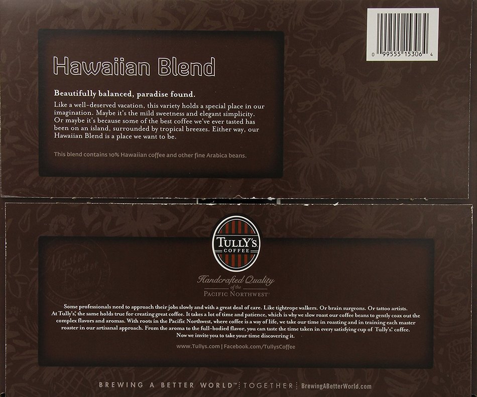 Tully's Coffee Hawaiian Blend K-Cups, 80 Count N6