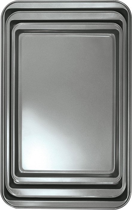 Ecolution EIGY-7003 3 Piece Heavy-Duty Carbon Steel Bake Ins Non-Stick Cookie Sheet Set, Gray