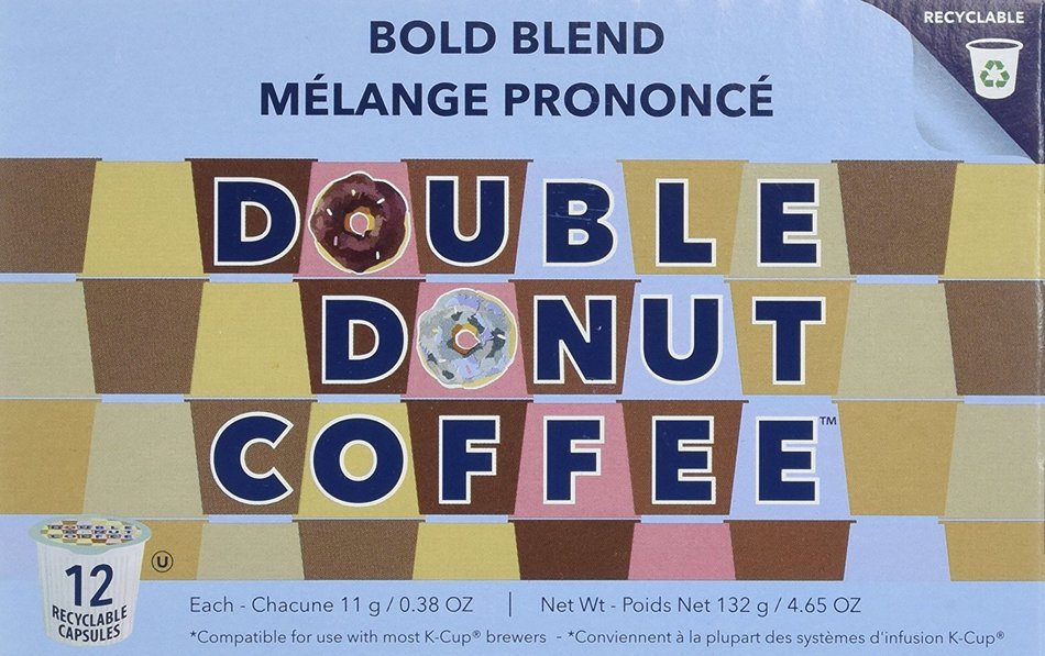 Double Donut Bold Blend Coffee, in Recyclable Single Serve Cups for Keurig K-Cup Brewers, 24 Count N4