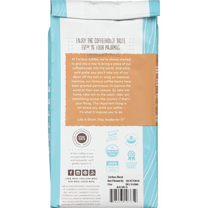 Caribou Coffee Mahogany Whole Bean, 12 Ounce Bag N100