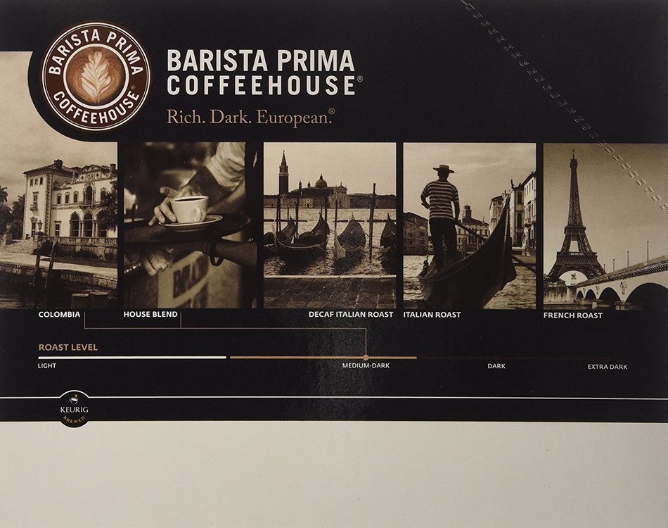 Barista Prima Decaf Coffee, Italian Roast, Rich. Dark. European., 24- Count K-Cup N14
