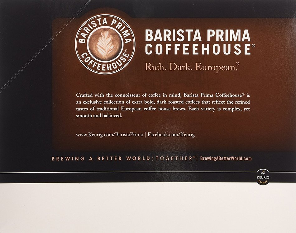 Barista Prima Decaf Coffee, Italian Roast, Rich. Dark. European., 24- Count K-Cup N15