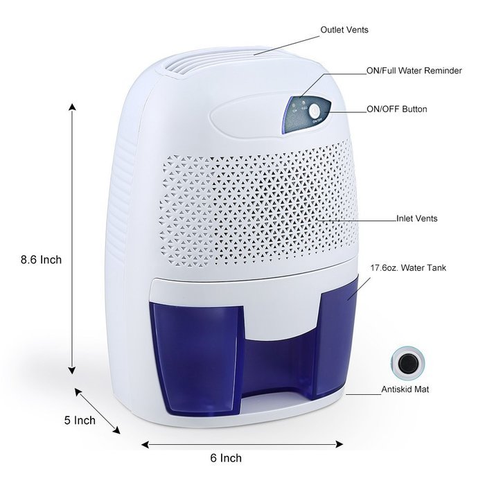 KEDSUM FCC Approved Small Thermo-Electric Dehumidifier, 108 Square Feet for Small Laundry Room, Bedroom,Kitchen... N5