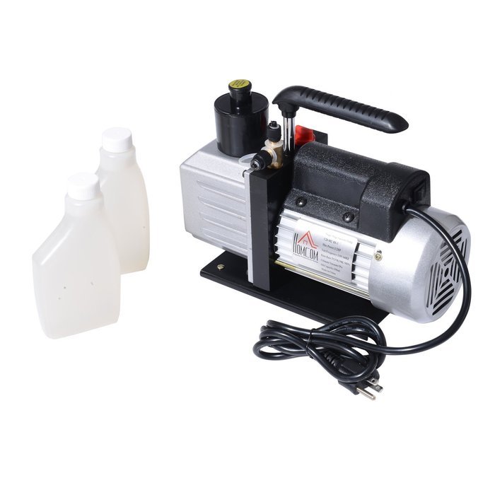 HomCom Single Stage 7 CFM Rotary Vane Vacuum Pump - Black/Silver N2
