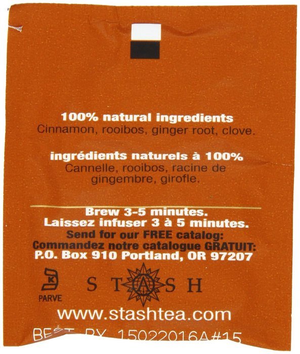 Stash Tea Spice Dragon Red Chai Herbal Tea, 100 Count Box of Tea Bags in Foil N5