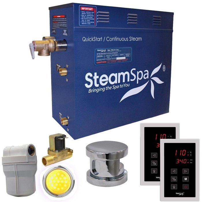 Steam Spa RYT1050BN-A Royal 10.5 KW Quick Start Acu-Steam Bath Generator Package with Built-In Auto Drain, Brushed...
