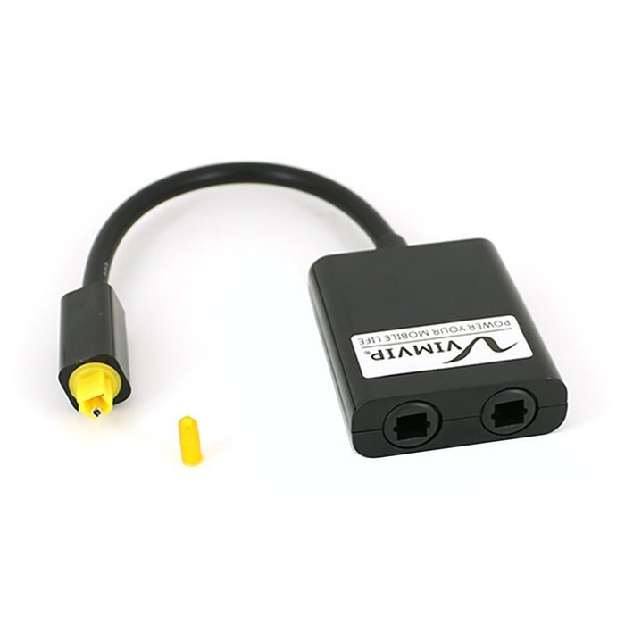 VIMVIP Toslink Digital Optical Fiber Optic Splitter 1 in 2 Out Audio Adapter Cable -Black