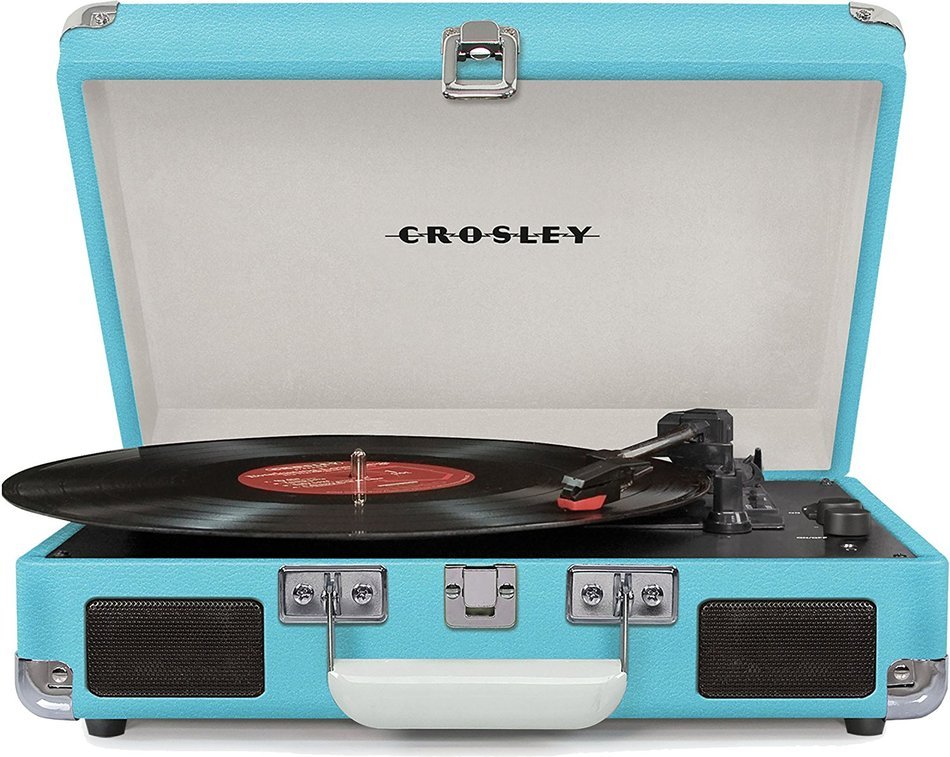 Crosley CR8005D-PI Cruiser Deluxe Portable 3-Speed Turntable with Bluetooth, Pink N6