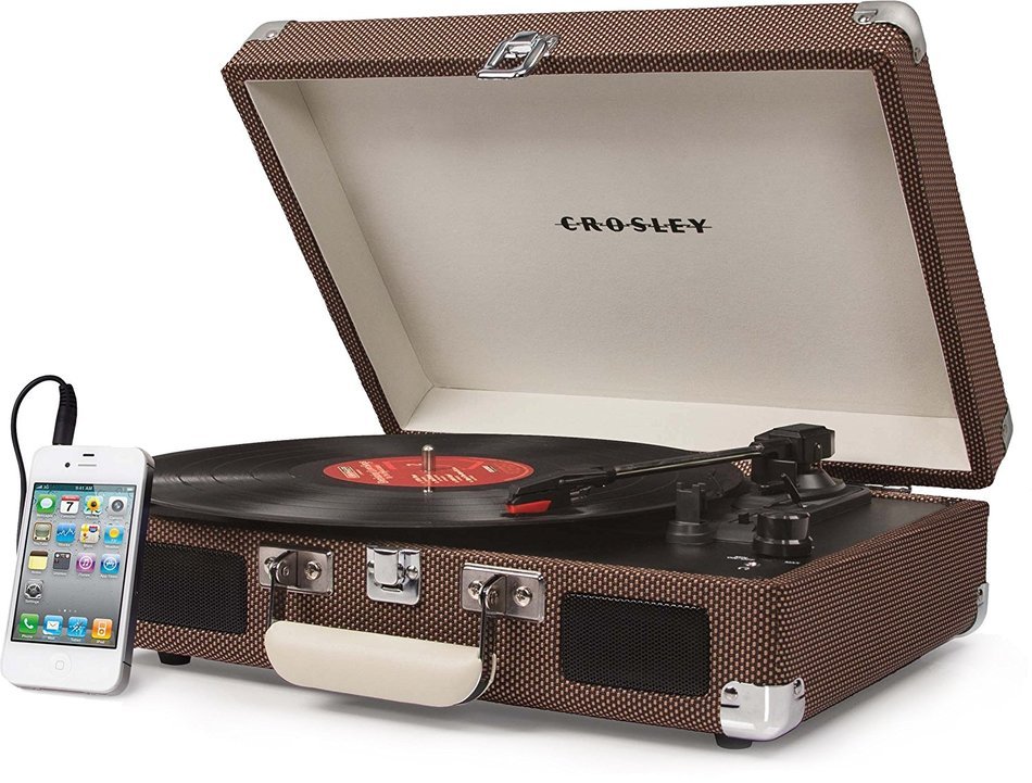 Crosley CR8005D-PI Cruiser Deluxe Portable 3-Speed Turntable with Bluetooth, Pink N8
