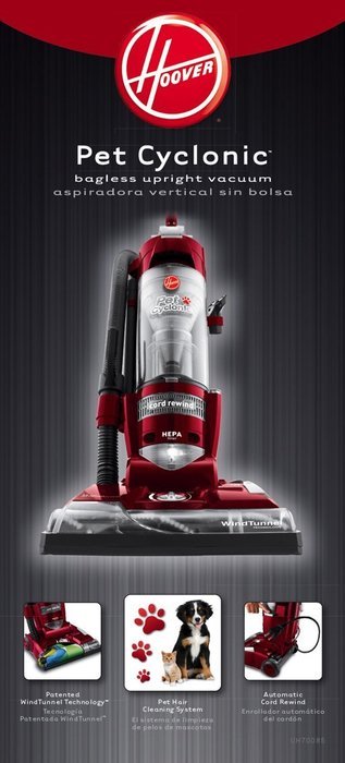 Hoover Pet Cyclonic Upright Bagless Vacuum, Uh70085 N4