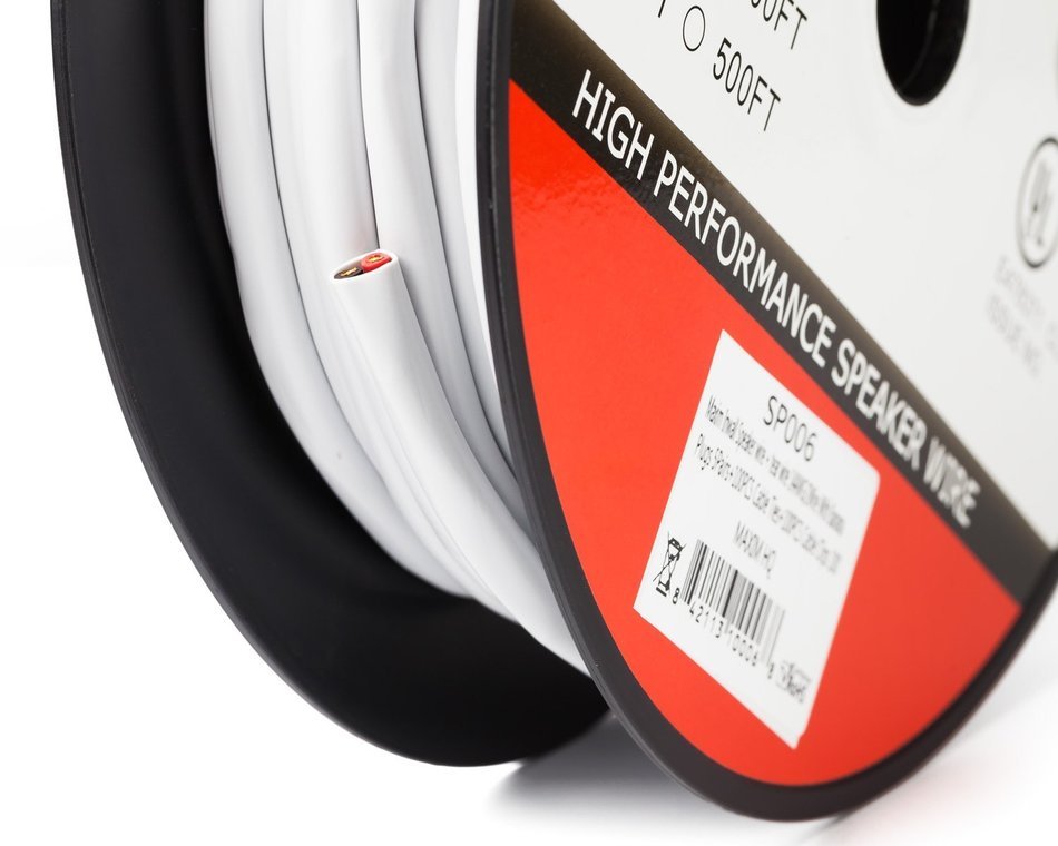 In Wall Speaker Wire | 100 Feet | 12AWG CL3 Rated 2-Conductor Wire White Oxygen Free Copper includes banana plugs... N10
