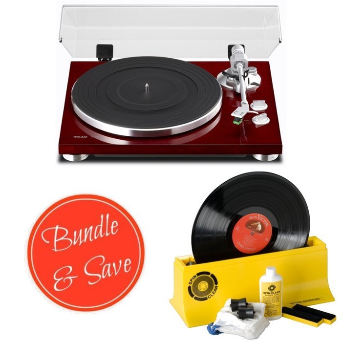 TEAC TN-300-CH Cherry Analog 2-Speed Turntable with Spin Clean Record Washer System MKII