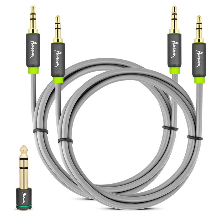 Aurum Cables Male to Male 3.5mm Universal 24K Gold Plated Auxiliary Audio Stereo Cable with 4 6.35mm Male to 3.5mm... N4