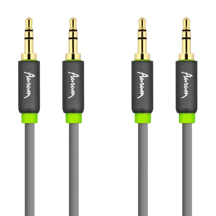 Aurum Cables Male to Male 3.5mm Universal 24K Gold Plated Auxiliary Audio Stereo Cable with 4 6.35mm Male to 3.5mm... N6