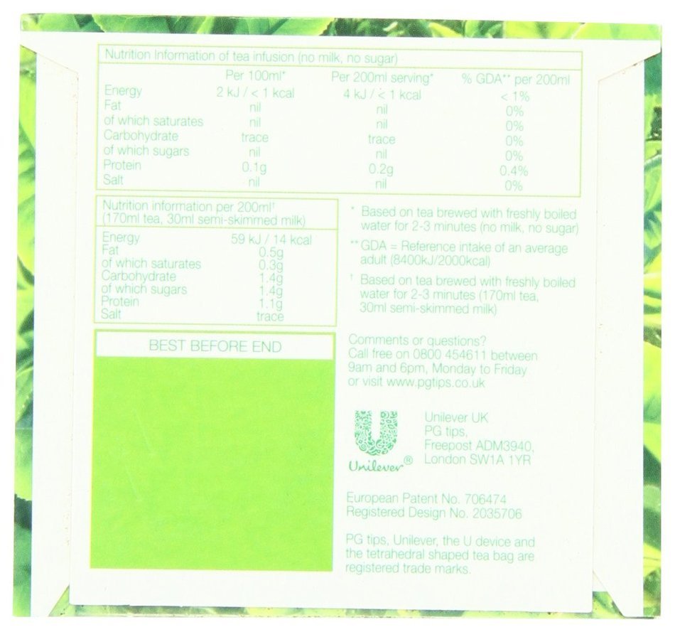 PG Tips Decaf Tea Bags, 40 Count N6