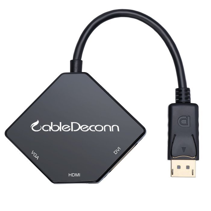 CableDeconn Multi-Function Big DisplayPort DP2 To HDMI VGA DVI Cable Converter Adapter N2