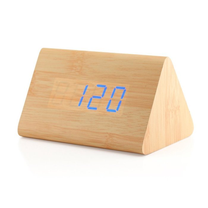 GEARONIC TM Modern Triangle Wood LED Wooden Alarm Digital Desk Clock Thermometer Classical Timer Calendar Updated...