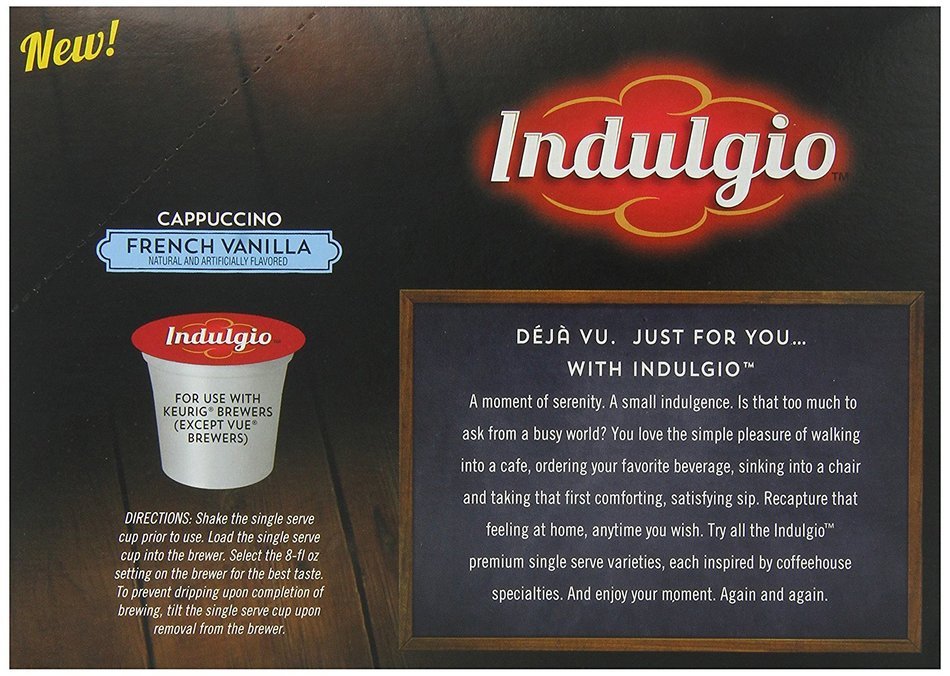 Indulgio French Vanilla Cappuccino Single Serve K-cup, 42 Count (Compatible with 2.0 Keurig Brewers) N90