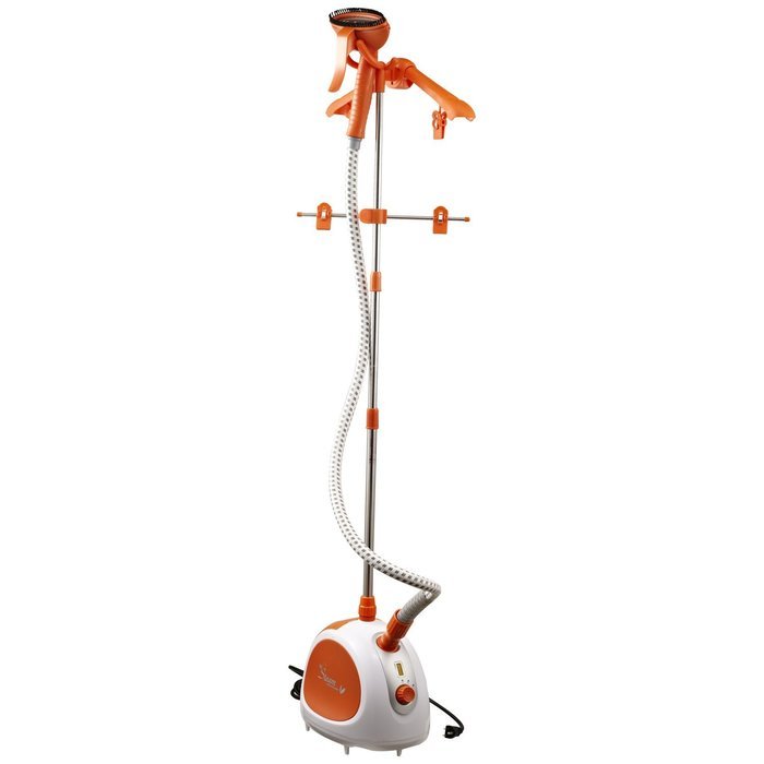 HomCom 40 Ounce Adjustable Upright Fabric Garment Steamer - Orange N2