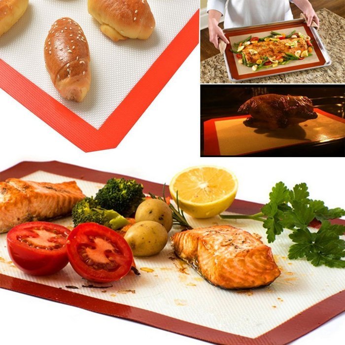 Nardo Visgo&reg; Non-Stick Silicone Cooking Baking Mat (Half Sheet Size,11-5/8" x 16-1/2") and Silicone Cooking Gloves... N14