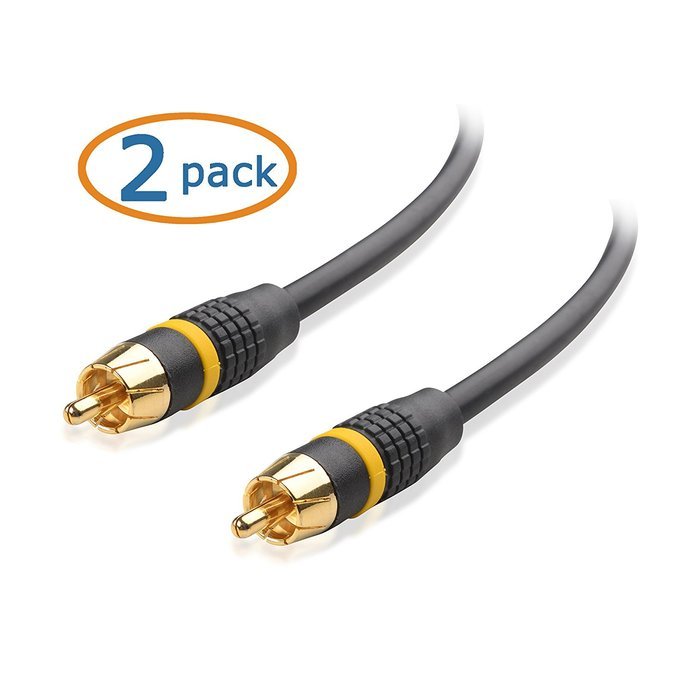 Cable Matters 2-Pack, Gold Plated Subwoofer RCA Audio Cable 15 Feet