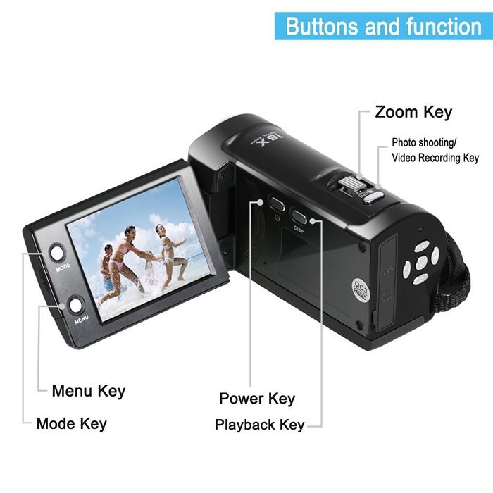 Camera Camcorders, Besteker Portable Digital Video Camcorder HD Max. 16.0 Megapixels 1280*720P DV 2.7 Inches TFT... N3