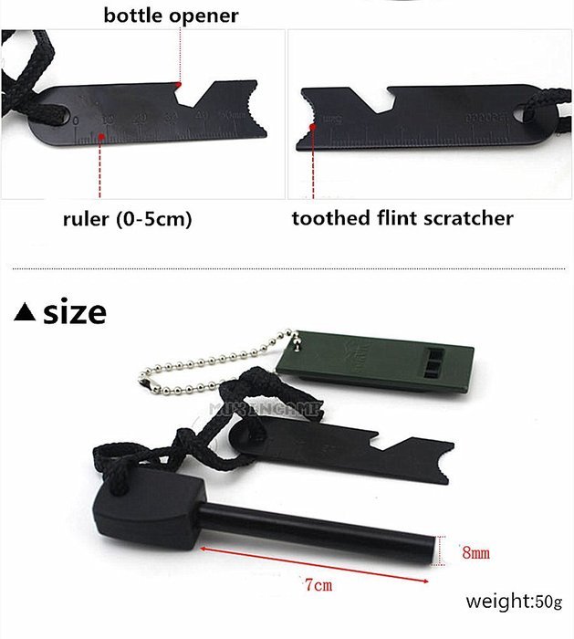 Cevinee&trade; 10,000 Strikes 5 in 1 Thicker-version Survival Firesteel Magnesium Rod Fire Starter Kits with Emergency... N2