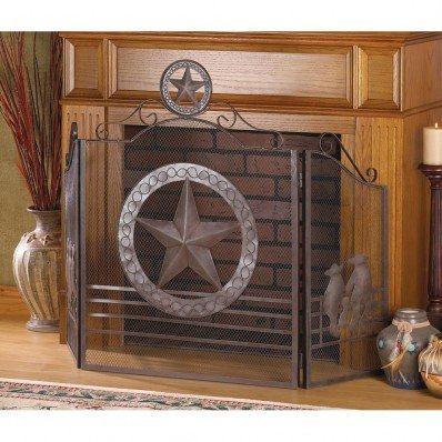 Fireplace LONE STAR FIRE PLACE SCREEN Texas Iron Rustic N2