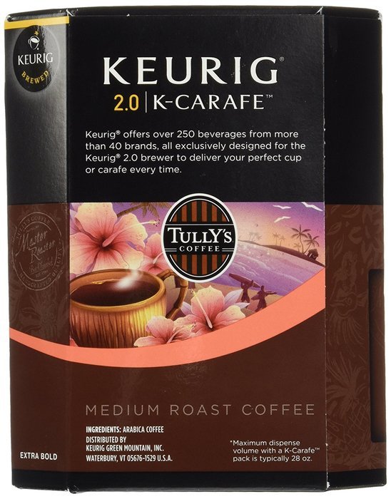 Keurig 2.0 Tully's Hawaiian Blend K-carafe Packs (8) N6