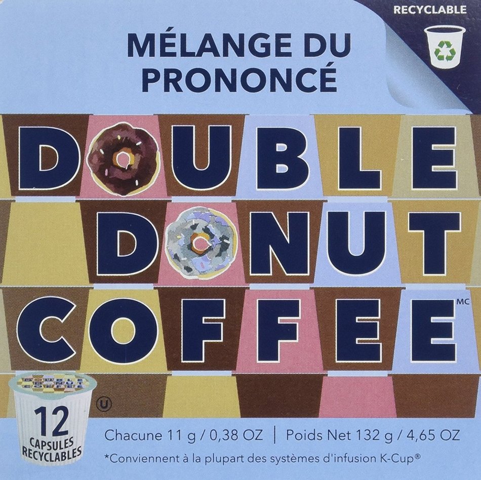 Double Donut Bold Blend Coffee, in Recyclable Single Serve Cups for Keurig K-Cup Brewers, 24 Count N6